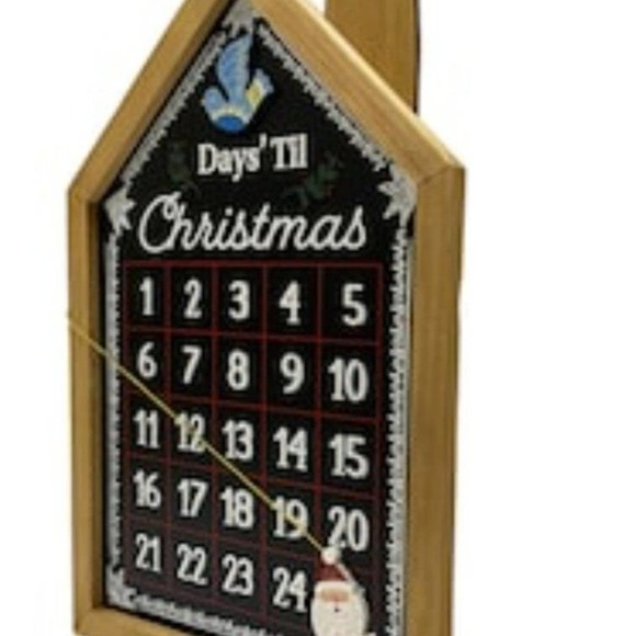 Calander countdown to Christmas house frame wood Santa bird Xmas holiday black - Picture 2 of 3